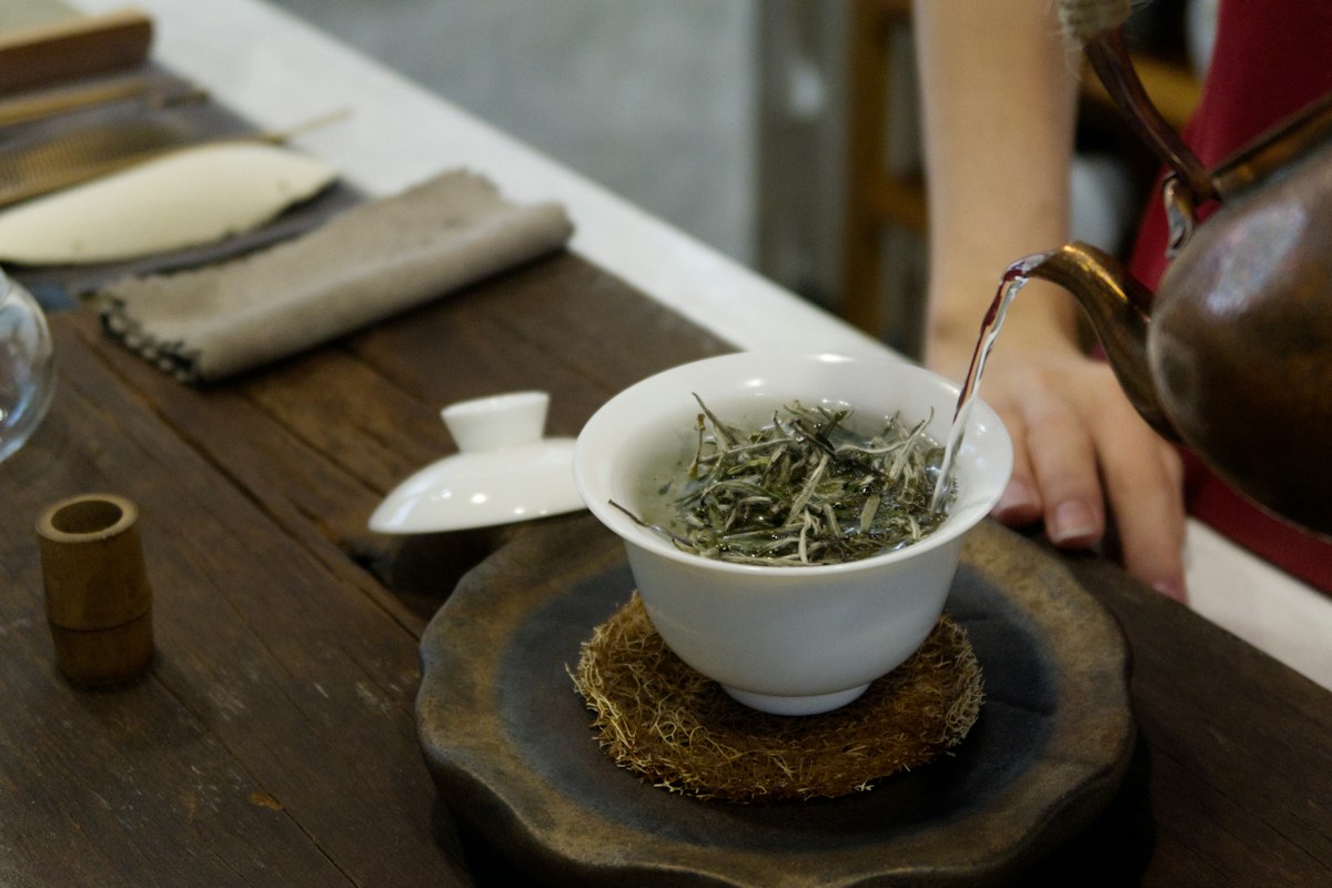 Fresh green and white tea selection